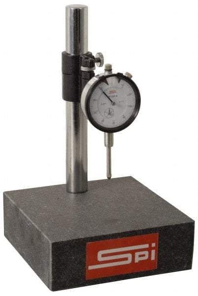 SPI - 0.001" Graduation, 0-100 Dial Reading, Indicator & Base Kit - 6" Base Length x 6" Base Width x 2" Base Height, 2" Dial Diam - Americas Industrial Supply