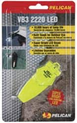 Pelican Products, Inc. - White LED Bulb, 6 Lumens, Hands-free Flashlight - Yellow Plastic Body, 2 Button/Coin Cell Lithium Batteries Included - Americas Industrial Supply