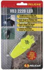Pelican Products, Inc. - White LED Bulb, 6 Lumens, Hands-free Flashlight - Yellow Plastic Body, 2 Button/Coin Cell Lithium Batteries Included - Americas Industrial Supply