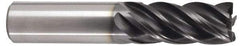 Kennametal - 5/8", 1-1/4" LOC, 5/8" Shank Diam, 3-1/2" OAL, 5 Flute, Solid Carbide Square End Mill - Single End, AlTiN Finish, Spiral Flute, 38° Helix, Right Hand Cut, Right Hand Flute, Series UDDE - Americas Industrial Supply