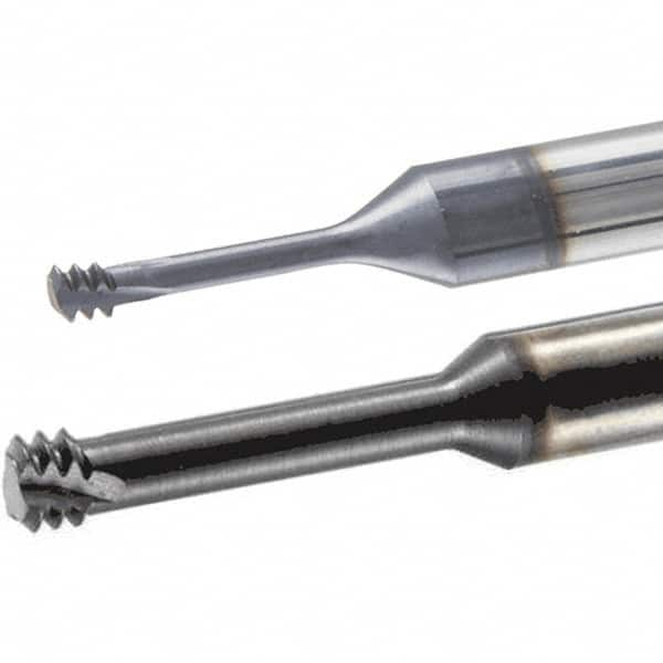 Iscar - #1-64, #2-64 UNC, UNF, 0.055" Cutting Diam, 3 Flute, Solid Carbide Helical Flute Thread Mill - Internal Thread, 0.15" LOC, 2-1/2" OAL, 1/4" Shank Diam - Americas Industrial Supply