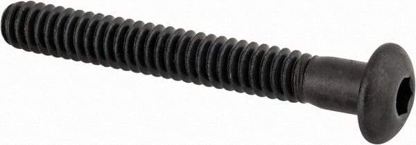 Made in USA - #10-24 UNC Hex Socket Drive, Button Screw - Alloy Steel, Black Oxide Finish, Fully Threaded, 1-1/2" Length Under Head - Americas Industrial Supply