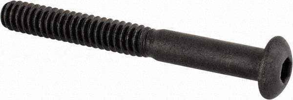 Made in USA - #10-24 UNC Hex Socket Drive, Button Screw - Alloy Steel, Black Oxide Finish, Fully Threaded, 1-3/4" Length Under Head - Americas Industrial Supply