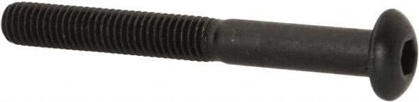 Made in USA - #10-32 UNF Hex Socket Drive, Button Screw - Alloy Steel, Black Oxide Finish, Fully Threaded, 1-3/4" Length Under Head - Americas Industrial Supply
