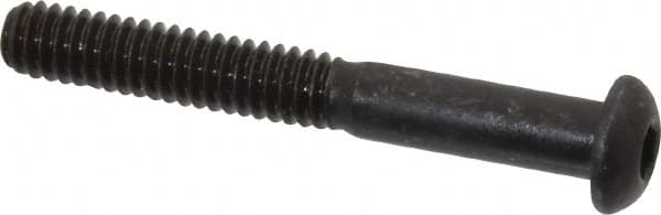 Made in USA - 1/4-20 UNC Hex Socket Drive, Button Screw - Alloy Steel, Black Oxide Finish, Partially Threaded, 2" Length Under Head - Americas Industrial Supply