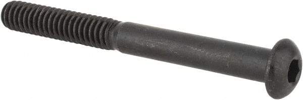 Made in USA - 1/4-20 UNC Hex Socket Drive, Button Screw - Alloy Steel, Black Oxide Finish, Fully Threaded, 2-1/2" Length Under Head - Americas Industrial Supply