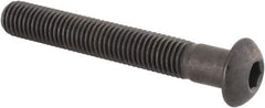 Made in USA - 1/4-28 UNF Hex Socket Drive, Button Screw - Alloy Steel, Black Oxide Finish, Fully Threaded, 1-3/4" Length Under Head - Americas Industrial Supply