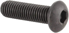 Made in USA - 1/4-28 UNF Hex Socket Drive, Button Screw - Alloy Steel, Black Oxide Finish, Fully Threaded, 7/8" Length Under Head - Americas Industrial Supply