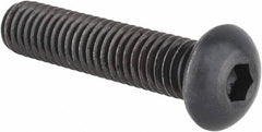 Made in USA - 3/8-16 UNC Hex Socket Drive, Button Screw - Alloy Steel, Black Oxide Finish, Fully Threaded, 1-3/4" Length Under Head - Americas Industrial Supply