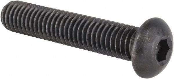 Made in USA - 3/8-16 UNC Hex Socket Drive, Button Screw - Alloy Steel, Black Oxide Finish, Fully Threaded, 2" Length Under Head - Americas Industrial Supply