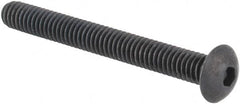 Made in USA - #8-32 UNC Hex Socket Drive, Button Screw - Alloy Steel, Black Oxide Finish, Fully Threaded, 1-1/2" Length Under Head - Americas Industrial Supply