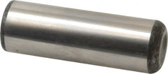 Made in USA - 1" Diam x 3" Pin Length Grade 8 Alloy Steel Standard Dowel Pin - Bright Finish, C 47-58 & C 60 (Surface) Hardness, 117,800 Lb (Single Shear), 235,600 Lb (Double Shear) Breaking Strength, 1 Beveled & 1 Rounded End - Americas Industrial Supply