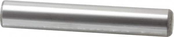 Made in USA - 1" Diam x 6" Pin Length Grade 8 Alloy Steel Standard Dowel Pin - Bright Finish, C 47-58 & C 60 (Surface) Hardness, 117,800 Lb (Single Shear), 235,600 Lb (Double Shear) Breaking Strength, 1 Beveled & 1 Rounded End - Americas Industrial Supply
