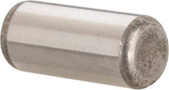 Made in USA - 7/16" Diam x 1" Pin Length Grade 8 Alloy Steel Standard Dowel Pin - Bright Finish, C 47-58 & C 60 (Surface) Hardness, 22,550 Lb (Single Shear), 45,100 Lb (Double Shear) Breaking Strength, 1 Beveled & 1 Rounded End - Americas Industrial Supply