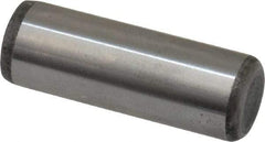 Made in USA - 7/16" Diam x 1-1/4" Pin Length Grade 8 Alloy Steel Standard Dowel Pin - Bright Finish, C 47-58 & C 60 (Surface) Hardness, 22,550 Lb (Single Shear), 45,100 Lb (Double Shear) Breaking Strength, 1 Beveled & 1 Rounded End - Americas Industrial Supply