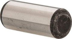 Made in USA - 1/2" Diam x 1-1/4" Pin Length Grade 8 Alloy Steel Standard Dowel Pin - Bright Finish, C 47-58 & C 60 (Surface) Hardness, 29,450 Lb (Single Shear), 58,900 Lb (Double Shear) Breaking Strength, 1 Beveled & 1 Rounded End - Americas Industrial Supply