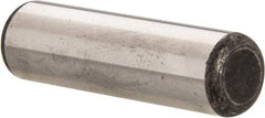 Made in USA - 1/2" Diam x 1-3/4" Pin Length Grade 8 Alloy Steel Standard Dowel Pin - Bright Finish, C 47-58 & C 60 (Surface) Hardness, 29,450 Lb (Single Shear), 58,900 Lb (Double Shear) Breaking Strength, 1 Beveled & 1 Rounded End - Americas Industrial Supply