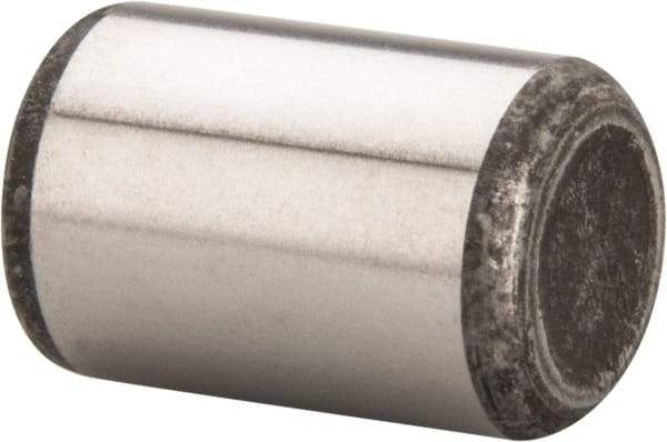 Made in USA - 1/2" Diam x 3/4" Pin Length Grade 8 Alloy Steel Standard Dowel Pin - Bright Finish, C 47-58 & C 60 (Surface) Hardness, 29,450 Lb (Single Shear), 58,900 Lb (Double Shear) Breaking Strength, 1 Beveled & 1 Rounded End - Americas Industrial Supply