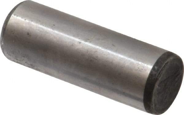 Made in USA - 5/8" Diam x 1-3/4" Pin Length Grade 8 Alloy Steel Standard Dowel Pin - Bright Finish, C 47-58 & C 60 (Surface) Hardness, 46,000 Lb (Single Shear), 92,000 Lb (Double Shear) Breaking Strength, 1 Beveled & 1 Rounded End - Americas Industrial Supply