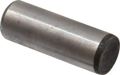 Made in USA - 5/8" Diam x 1-3/4" Pin Length Grade 8 Alloy Steel Standard Dowel Pin - Bright Finish, C 47-58 & C 60 (Surface) Hardness, 46,000 Lb (Single Shear), 92,000 Lb (Double Shear) Breaking Strength, 1 Beveled & 1 Rounded End - Americas Industrial Supply