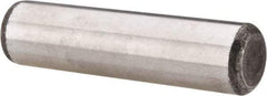 Made in USA - 5/8" Diam x 2-1/2" Pin Length Grade 8 Alloy Steel Standard Dowel Pin - Bright Finish, C 47-58 & C 60 (Surface) Hardness, 46,000 Lb (Single Shear), 92,000 Lb (Double Shear) Breaking Strength, 1 Beveled & 1 Rounded End - Americas Industrial Supply