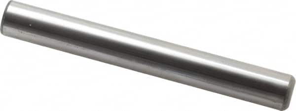Made in USA - 3/4" Diam x 6" Pin Length Grade 8 Alloy Steel Standard Dowel Pin - Bright Finish, C 47-58 & C 60 (Surface) Hardness, 132,400 Lb (Double Shear), 66,200 Lb (Single Shear) Breaking Strength, 1 Beveled & 1 Rounded End - Americas Industrial Supply