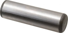 Made in USA - 7/8" Diam x 3" Pin Length Grade 8 Alloy Steel Standard Dowel Pin - Bright Finish, C 47-58 & C 60 (Surface) Hardness, 180,400 Lb (Double Shear), 90,200 Lb (Single Shear) Breaking Strength, 1 Beveled & 1 Rounded End - Americas Industrial Supply