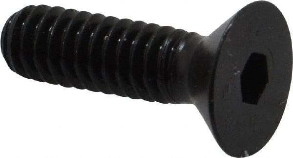 Made in USA - 1/4-20 UNC Hex Socket Drive, 82° Flat Screw - Alloy Steel, Black Oxide Finish, Fully Threaded, 7/8" OAL - Americas Industrial Supply