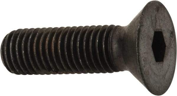 Made in USA - 1/4-28 UNF Hex Socket Drive, 82° Flat Screw - Alloy Steel, Black Oxide Finish, Fully Threaded, 7/8" OAL - Americas Industrial Supply