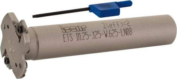 Iscar - Shank Connection, 1/8" Cutting Width, 5/16" Depth of Cut, 1-1/4" Cutter Diam, 2 Tooth Indexable Slotting Cutter - 5/8" Shank Diam, ETS-LN08 Toolholder, LNET Insert, Right Hand Cutting Direction - Americas Industrial Supply