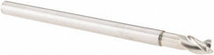 SGS - 1/4", 3/8" LOC, 1/4" Shank Diam, 4" OAL, 3 Flute, Solid Carbide Square End Mill - Single End, TiB2 Finish, Spiral Flute, 38° Helix, Centercutting, Right Hand Cut, Right Hand Flute, Series 43L - Americas Industrial Supply