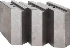 Abbott Workholding Products - 12" & Up Chuck Capacity, 1.5mm x 60° Serrated Attachment, Square Soft Lathe Chuck Jaw - 3 Jaws, Steel, 1.1811" Btw Mount Hole Ctrs, 5-1/2" Long x 2" Wide x 4" High, 0.8268" Groove, 0.6299" & 16mm Fastener - Americas Industrial Supply