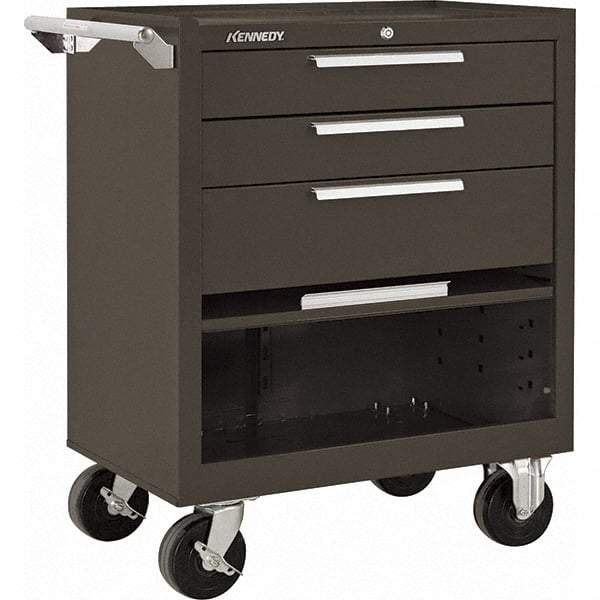 Kennedy - 3 Drawer 1,400 Lb Capacity Steel Tool Roller Cabinet - 27" Wide x 35" High x 18" Deep, Brown - Americas Industrial Supply