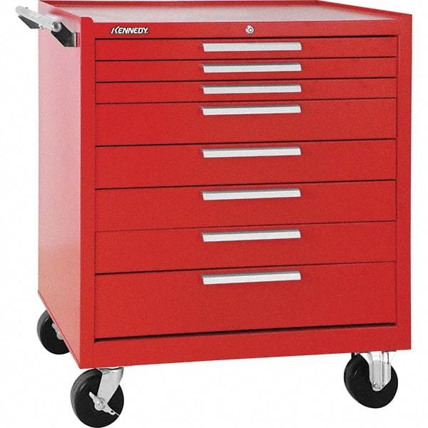Kennedy - 8 Drawer 1,400 Lb Capacity Steel Tool Roller Cabinet - 34" Wide x 40" High x 20" Deep, Red - Americas Industrial Supply