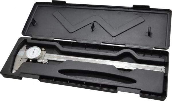 Value Collection - 0mm to 12" Range, 0.001" and 0.02 mm Graduation, 0.1" per Revolution, Dial Caliper - White Face, 2.5" Jaw Length - Americas Industrial Supply