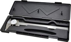 Value Collection - 0mm to 12" Range, 0.001" and 0.02 mm Graduation, 0.1" per Revolution, Dial Caliper - White Face, 2.5" Jaw Length - Americas Industrial Supply