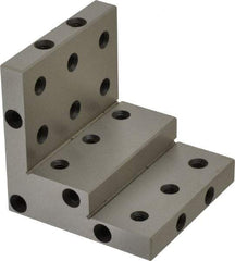 SPI - 3" Wide x 3" Deep x 3" High Steel Precision-Ground Angle Plate - Stepped Plate, Machined Holes on Surface, Open End - Americas Industrial Supply