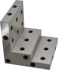 SPI - 4" Wide x 4" Deep x 4" High Steel Precision-Ground Angle Plate - Stepped Plate, Machined Holes on Surface, Open End - Americas Industrial Supply