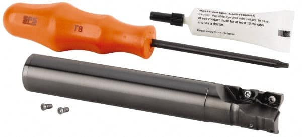 Kennametal - 1" Cut Diam, 27.99mm Max Depth of Cut, 1" Shank Diam, 139.34mm OAL, Indexable Square Shoulder Helical End Mill - GOMT 13T3.., JOMT 13T3.. Inserts, Cylindrical Shank, 0° Lead Angle, Through Coolant, Series KDMR - Americas Industrial Supply