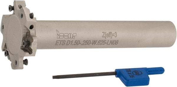 Iscar - Shank Connection, 1/4" Cutting Width, 7/16" Depth of Cut, 1-1/2" Cutter Diam, 6 Tooth Indexable Slotting Cutter - 5/8" Shank Diam, ETS-LN08 Toolholder, LNET Insert, Right Hand Cutting Direction - Americas Industrial Supply