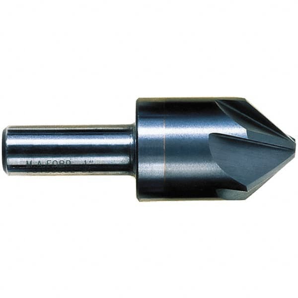 M.A. Ford - 3/4" Head Diam, 1/2" Shank Diam, 6 Flute 90° Solid Carbide Countersink - 2-3/4" OAL - Americas Industrial Supply