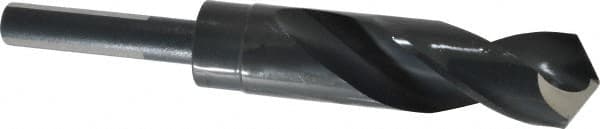 Chicago-Latrobe - 1" Drill, 118° Point, High Speed Steel Silver Deming & Reduced Shank Drill Bit - Oxide Finish, 6" OAL, Flats on Shank, 3-1/8" Flute Length, Right Hand Cut, Split Point, Spiral Flute, Regular Spiral - Americas Industrial Supply