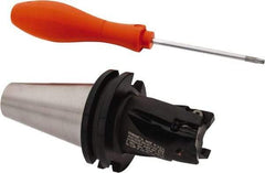 Kennametal - 1-1/2" Cut Diam, 18mm Max Depth of Cut, 141.28mm OAL, Indexable Square Shoulder End Mill - EC18.., EP18.. Inserts, CAT 40 Taper Shank, 0° Lead Angle, Through Coolant - Americas Industrial Supply