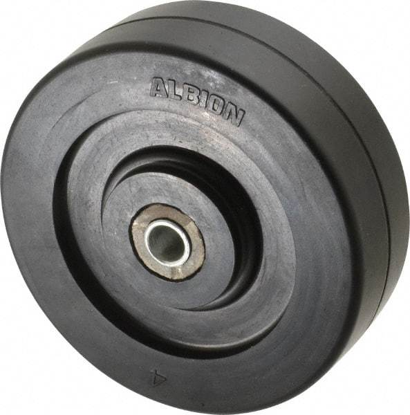 Albion - 4 Inch Diameter x 1-1/4 Inch Wide, Solid Rubber Caster Wheel - 170 Lb. Capacity, 1-15/32 Inch Hub Length, 3/8 Inch Axle Diameter, Sleeve Bearing - Americas Industrial Supply