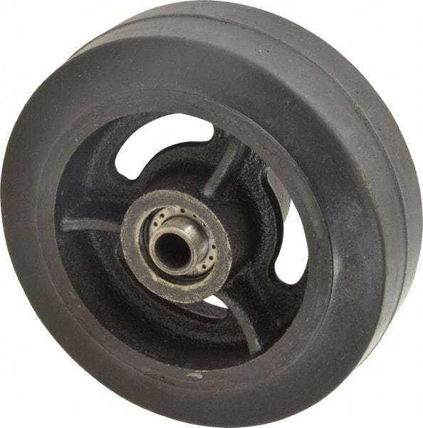 Albion - 6 Inch Diameter x 2 Inch Wide, Solid Rubber Caster Wheel - 410 Lb. Capacity, 2-3/16 Inch Hub Length, 1/2 Inch Axle Diameter, Roller Bearing - Americas Industrial Supply