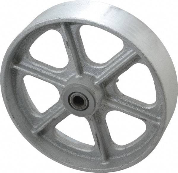 Albion - 8 Inch Diameter x 2 Inch Wide, Cast Iron Caster Wheel - 1,800 Lb. Capacity, 2-3/16 Inch Hub Length, 1/2 Inch Axle Diameter, Roller Bearing - Americas Industrial Supply