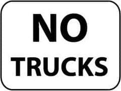 NMC - "No Trucks", 24" Wide x 18" High, Aluminum Parking Lot Traffic Signs - 0.08" Thick, Black on White, Engineer Grade Reflectivity, Rectangle, Post Mount - Americas Industrial Supply