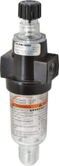Wilkerson - 1/4 NPT Port, 150 Max psi, Miniature Lubricator - Polycarbonate Bowl, Zinc Body, 20 CFM, 125°F Max, 1.73" Wide x 5.8" High - Americas Industrial Supply