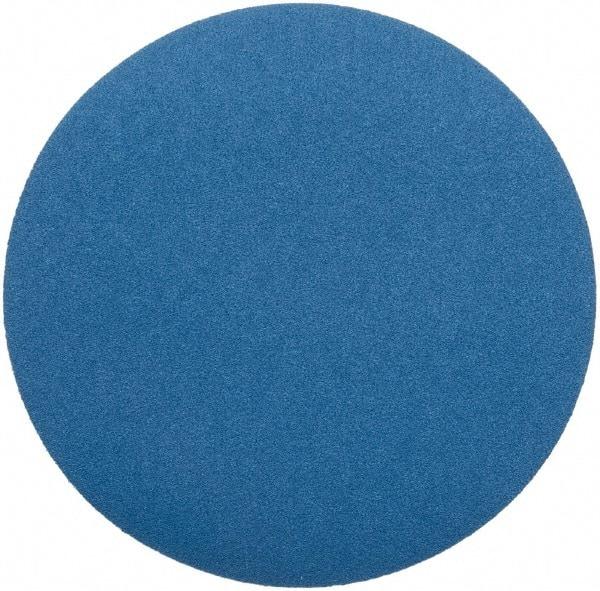 Superior Abrasives - 15" Diam, 50 Grit Zirconia Alumina Adhesive PSA Disc - Coarse Grade, Blue, Cloth Backing, Flexible - Americas Industrial Supply