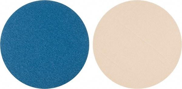 Superior Abrasives - 16" Diam, 36 Grit Zirconia Alumina Adhesive PSA Disc - Very Coarse Grade, Blue, Cloth Backing, Flexible - Americas Industrial Supply